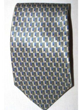 Tie Brown Blue Tan Geometric Design Dockers   Silk  58  " L   3 1/2 " W